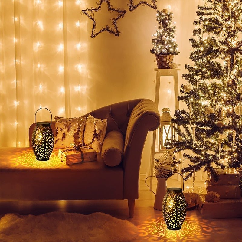 Solar Powered LED Waterproof Red Copper Antique Outdoor Lanterns Solar Lights