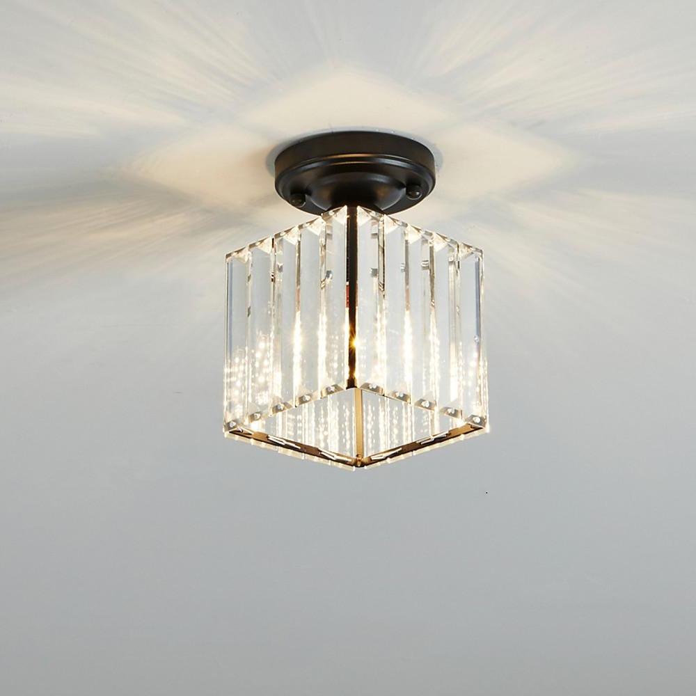 Crystal Foyer Semi Flush Mount Lighting Modern Ceiling Lights