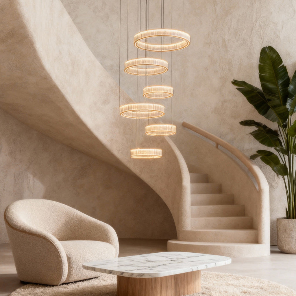 Large Crystal Chandeliers Luxury Circular Ceiling Light