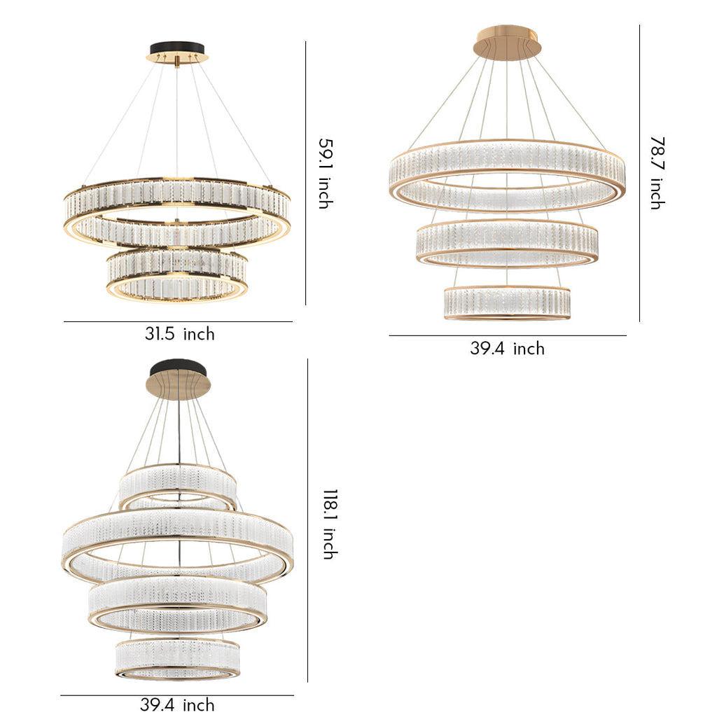 Large Crystal Chandeliers Luxury Circular Ceiling Light