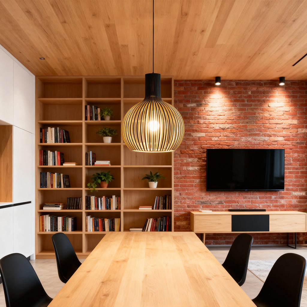 Bird Cage Pendant Light Japanese Basswood Body Wooden Ceiling Light