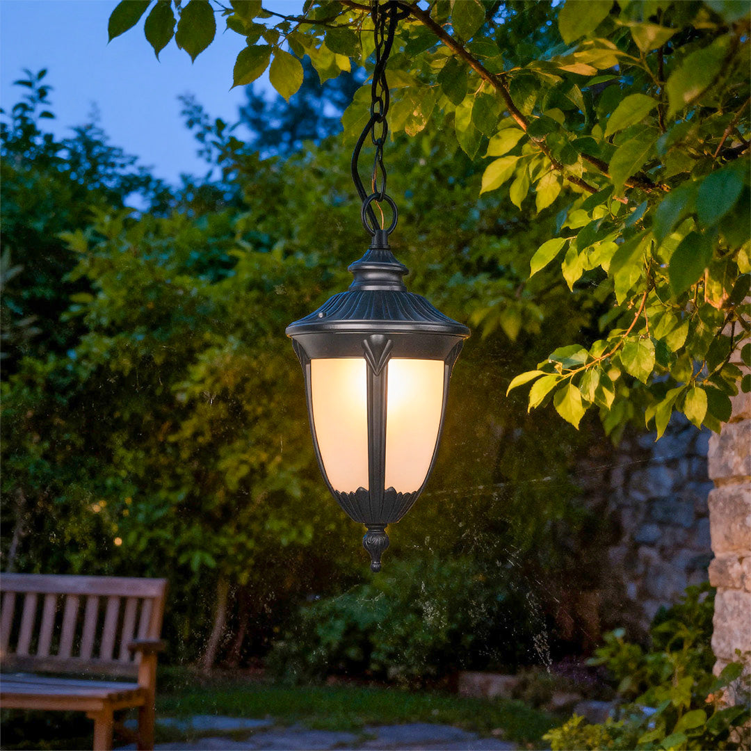 Outdoor Porch Pendant Light Black Metal Simple Ceiling Lamp