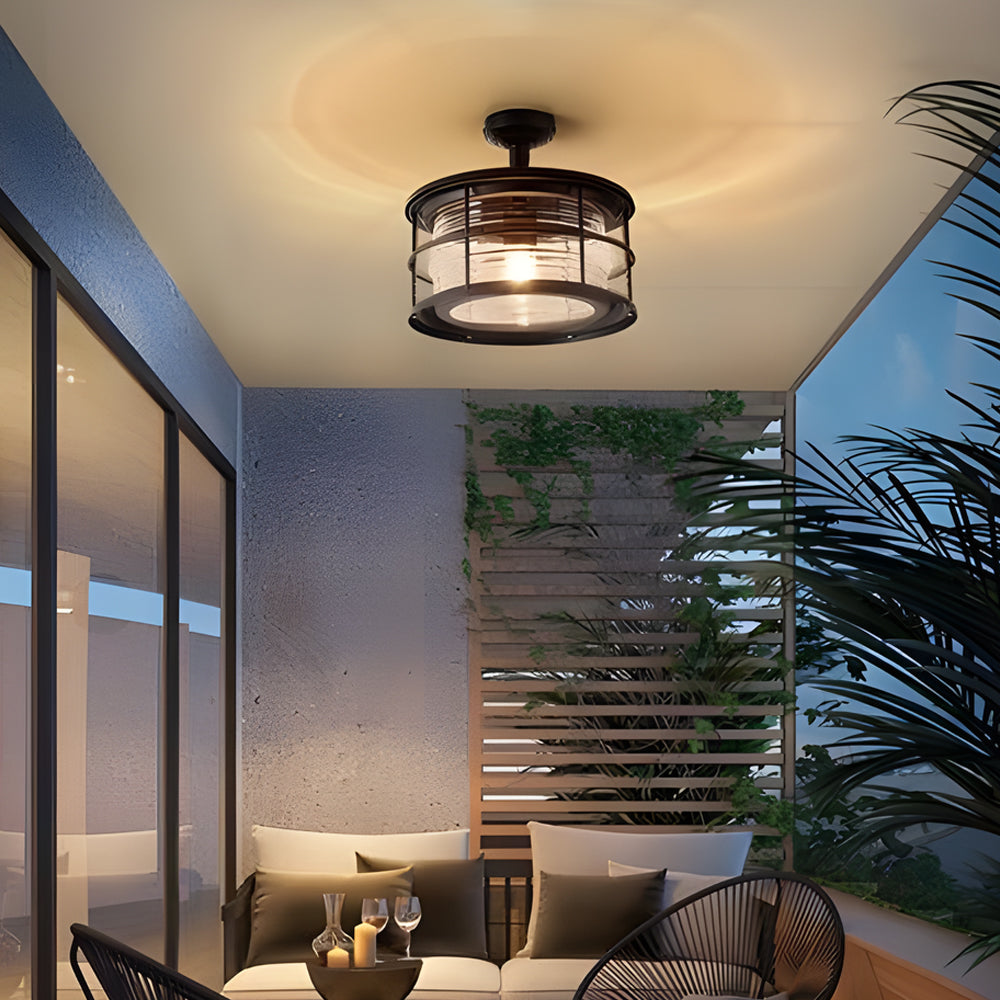 Balcony Coastal Semi Flush Mount Ceiling Light Wrought Iron Ceiling Lighting