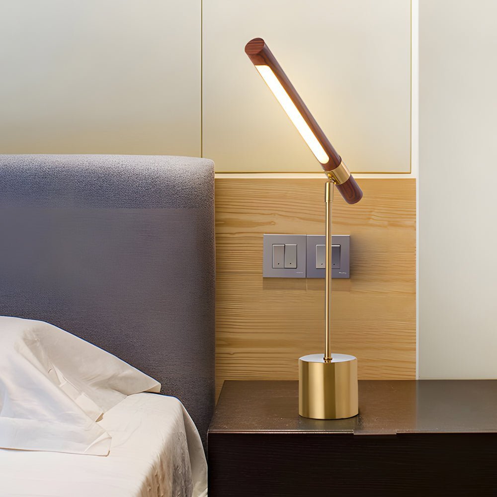 2-Piece Study Lighting Set: LED Semi-Flush Mount & Wood Desk Lamp