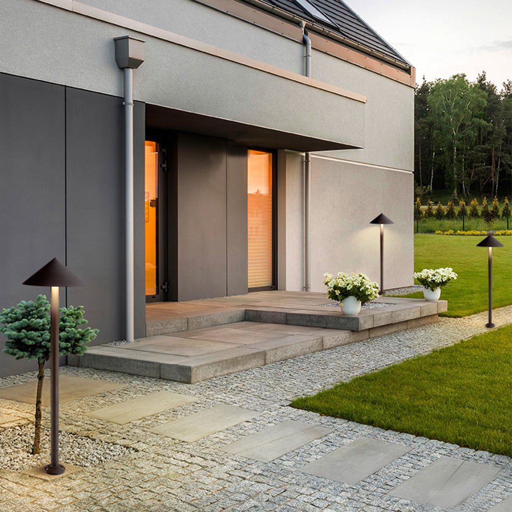 Sleek Minimalist Outdoor Umbrella-Shaped LED Post Light