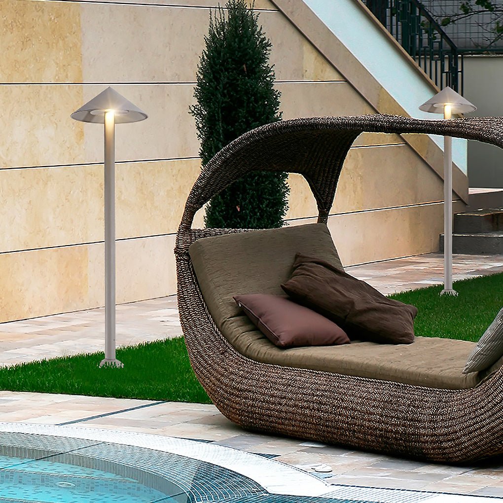 Sleek Minimalist Outdoor Umbrella-Shaped LED Post Light