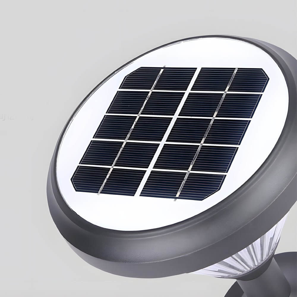 Modern Black LED Solar Pathway Lights 27.6-Inch High with Clear Frosted Lampshade