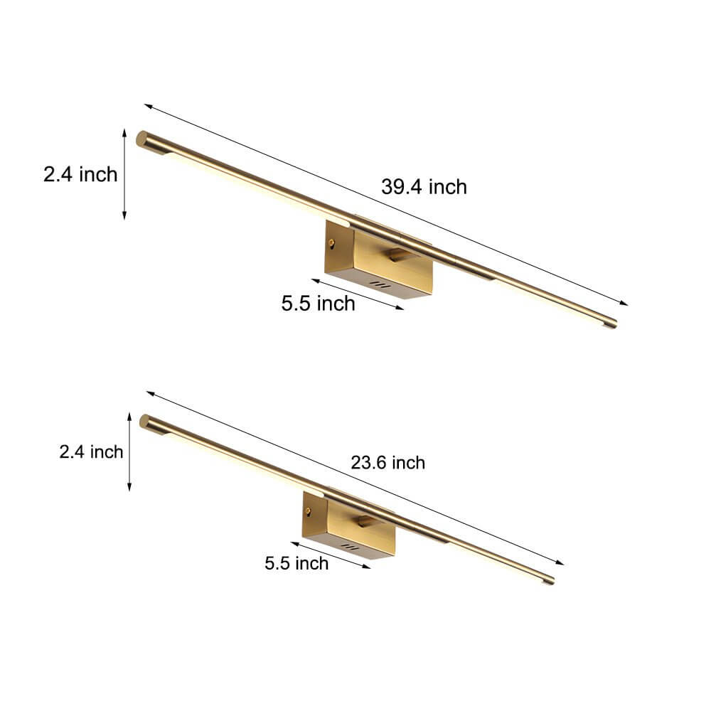 Modern Gold LED Bathroom Vanity Light  – 23.6" & 39.4", Warm & White Light for Stylish Illumination