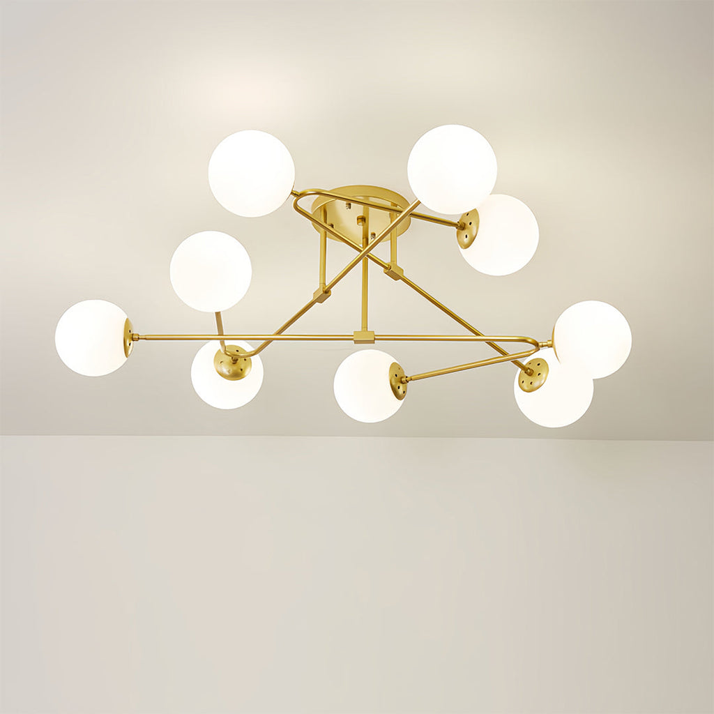 Gold Semi Flush Mount Light Nordic Style Magic Bean Ceiling Light