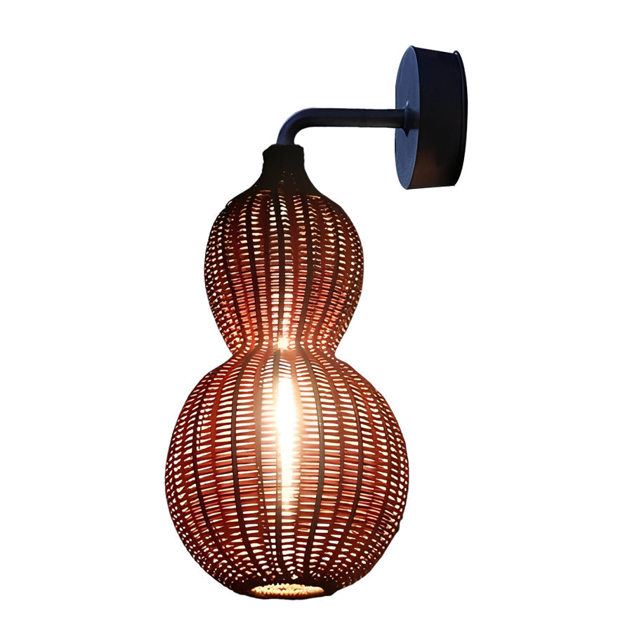 Modern Rattan Pendant Light Country Woven Gourd Hanging Ceiling Light