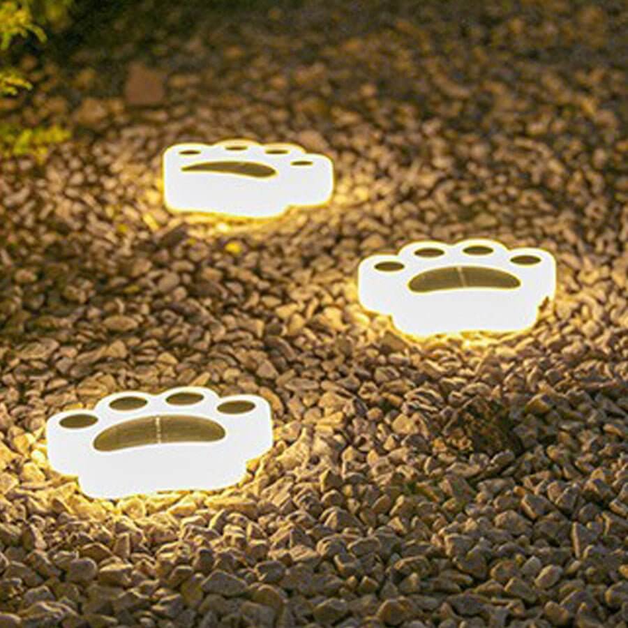 Modern Solar-Powered LED Animal Paw Lights Step Stairs Lighting