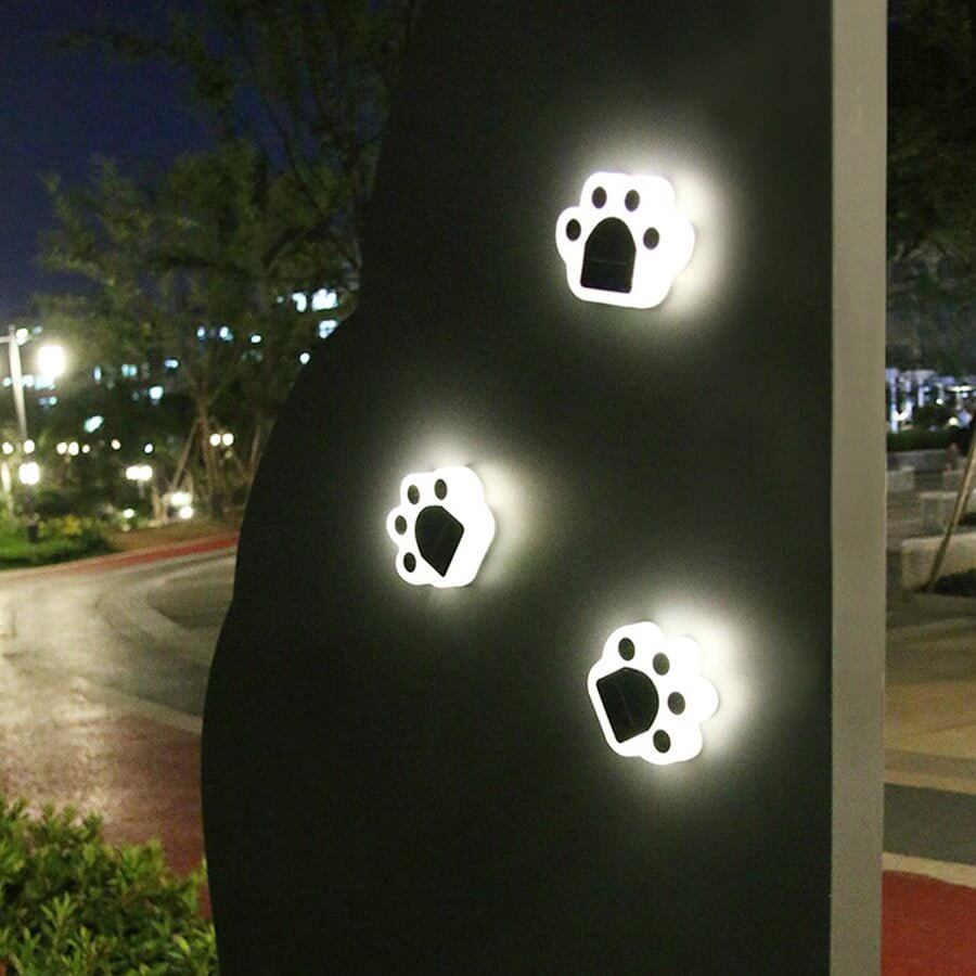 Modern Solar-Powered LED Animal Paw Lights Step Stairs Lighting
