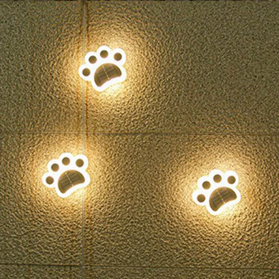 Modern Solar-Powered LED Animal Paw Lights Step Stairs Lighting