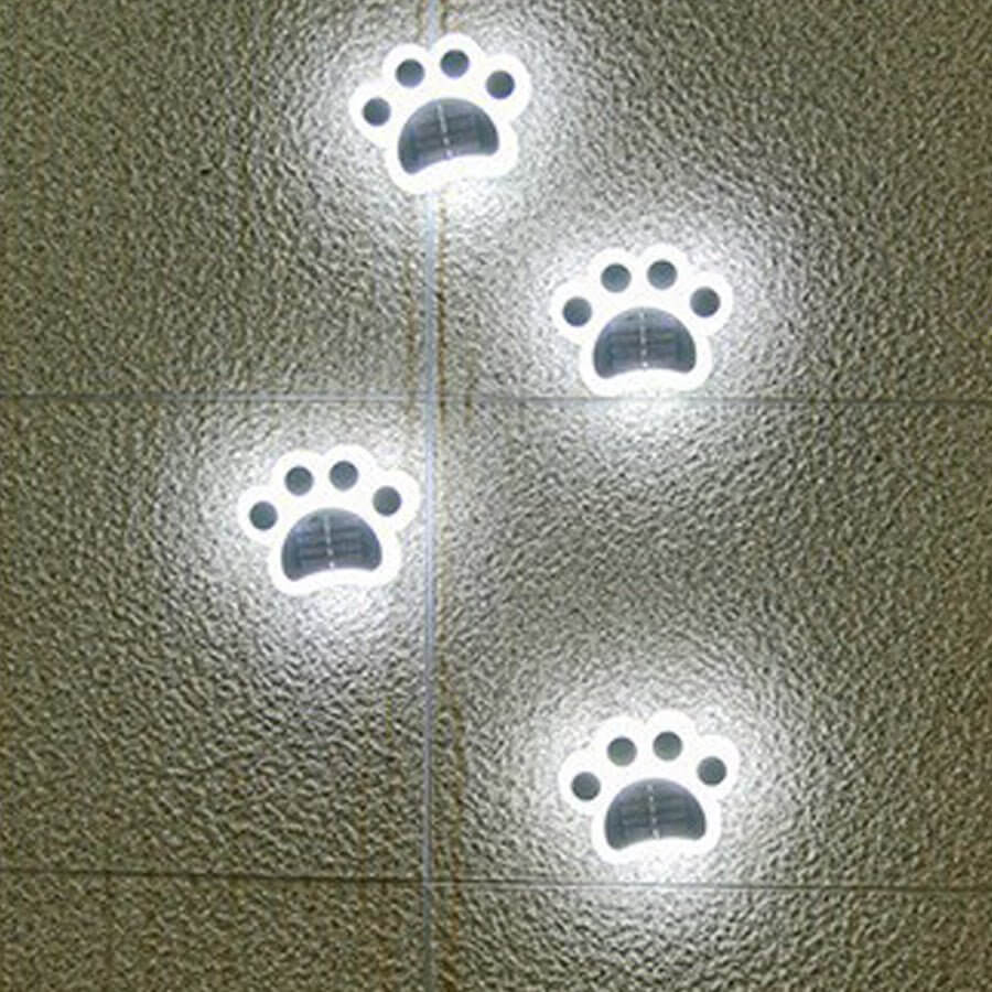 Modern Solar-Powered LED Animal Paw Lights Step Stairs Lighting