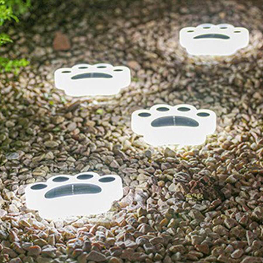 Modern Solar-Powered LED Animal Paw Lights Step Stairs Lighting