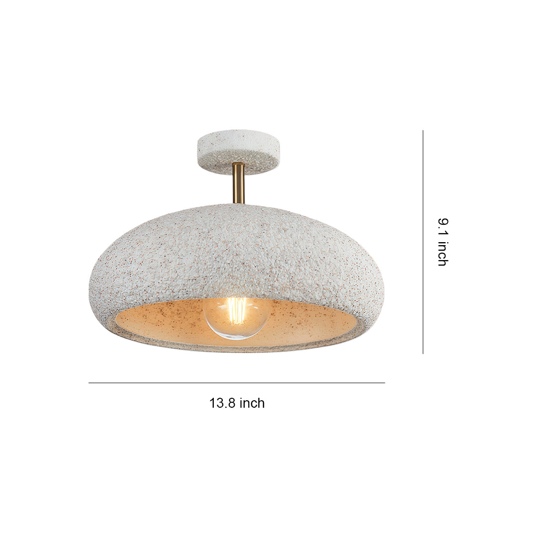 White Semi Flush Ceiling Lights Wabi-Sabi Ambient Ceiling Lamp