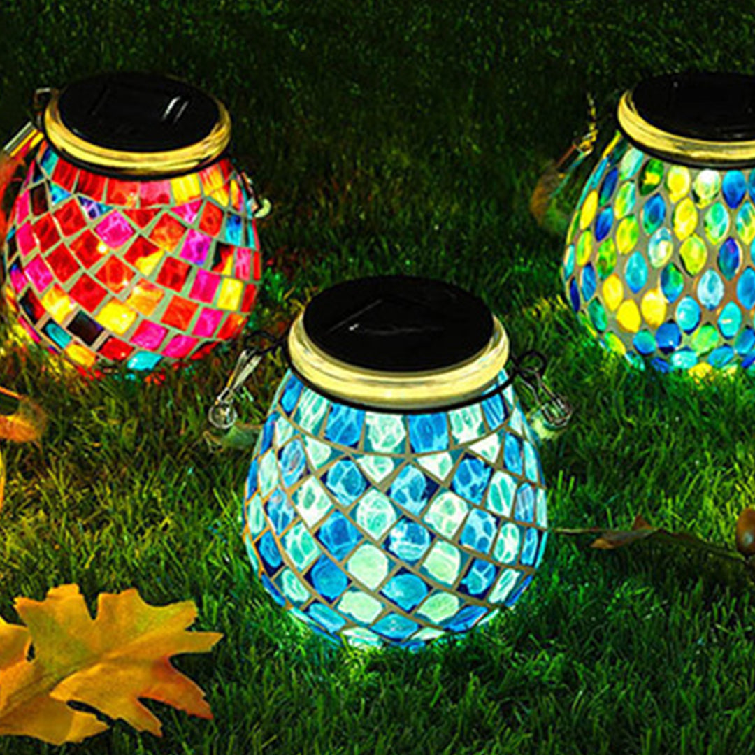 Colored Landscape Lights Solar Glass Mosaic Cup Lamp