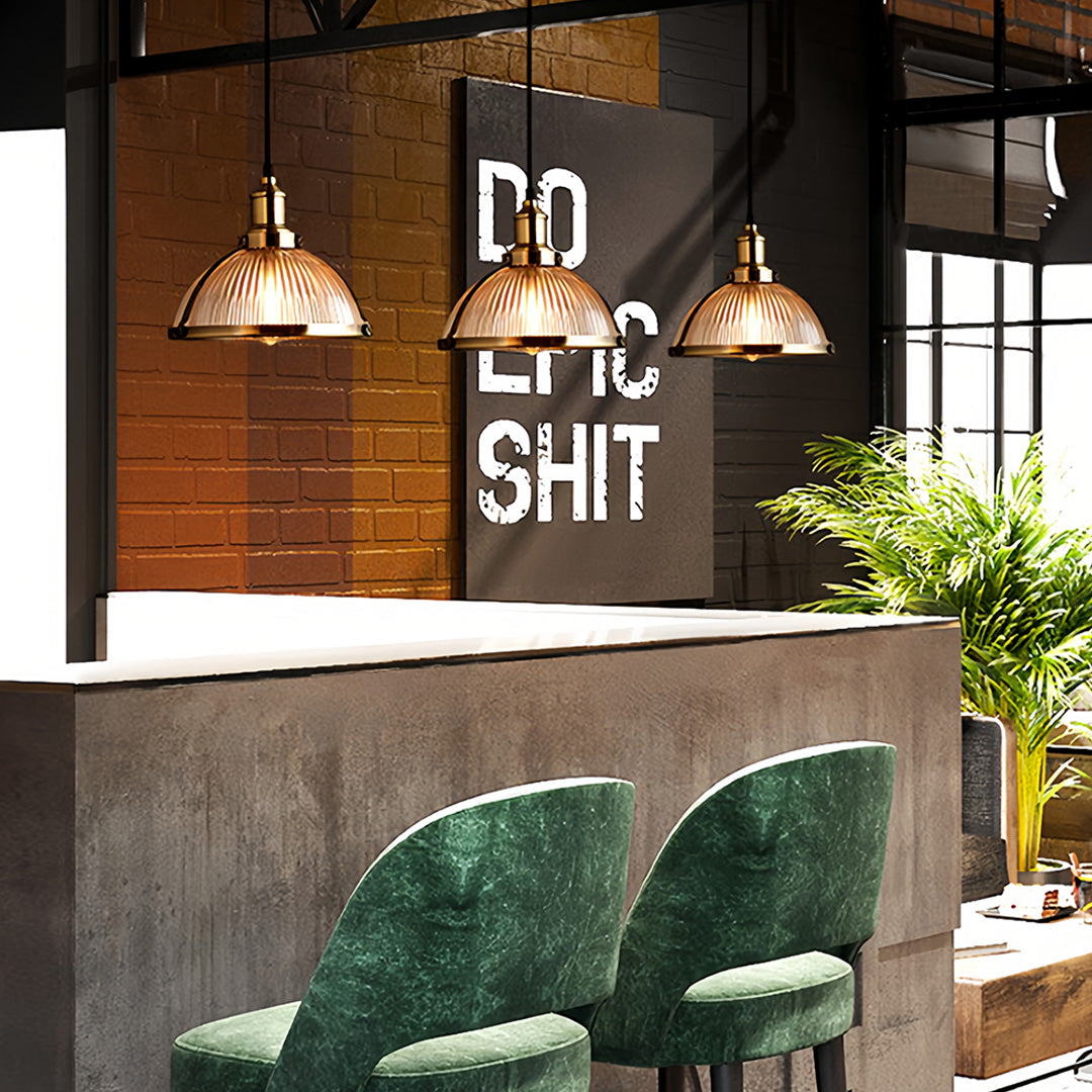 Textured Glass Pendant Light Retro Industrial Glass Ceiling Light