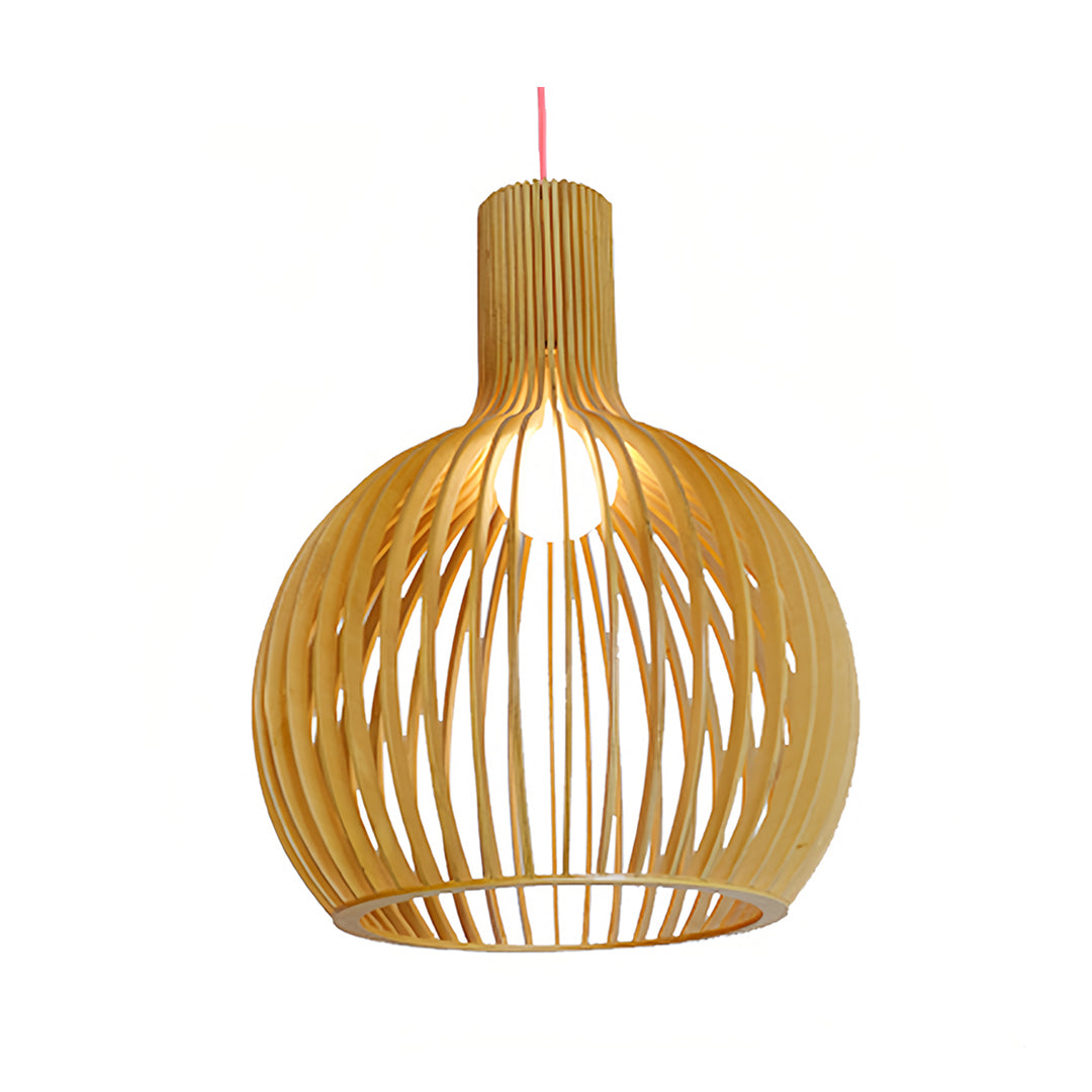 Bird Cage Pendant Light Japanese Basswood Body Wooden Ceiling Light
