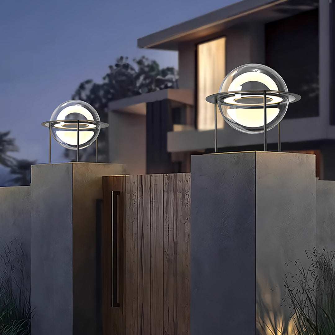 Gate Pillar Lights Design Outdoor Waterproof Solar Globe Light