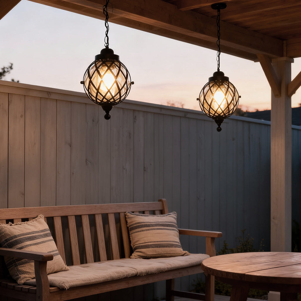 Outdoor Globe Pendant Light Aluminum Ceiling Light