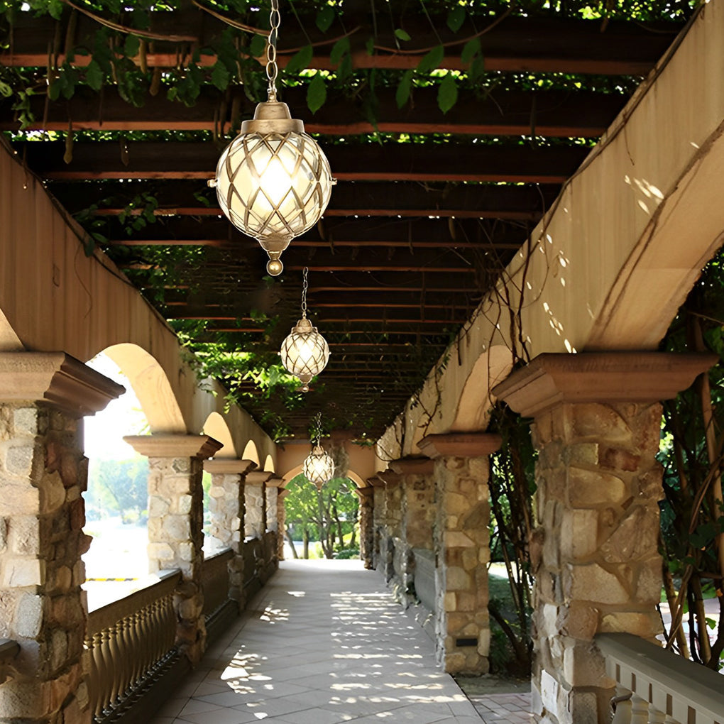 Outdoor Globe Pendant Light Aluminum Ceiling Light