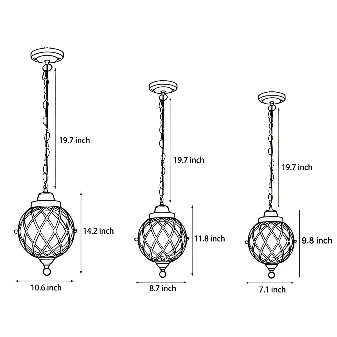 Outdoor Globe Pendant Light Aluminum Ceiling Light