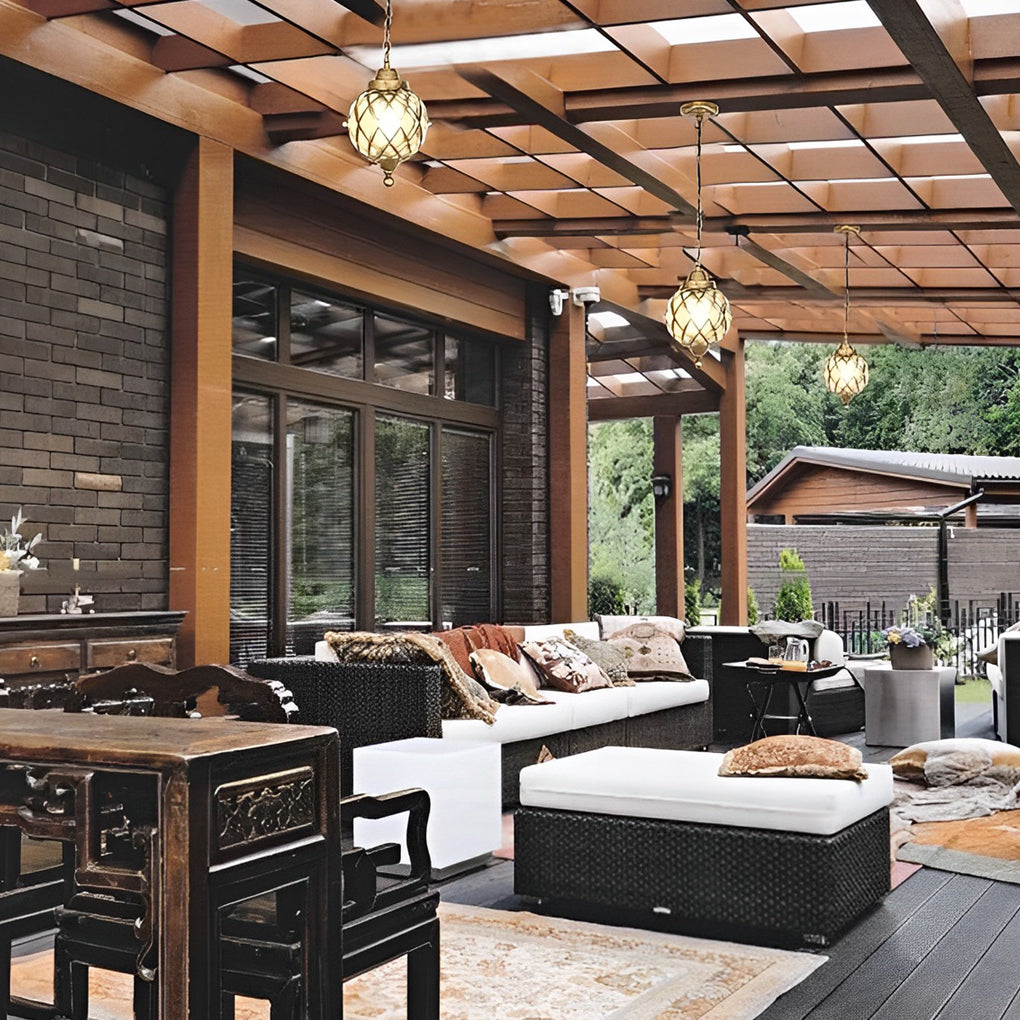 Outdoor Globe Pendant Light Aluminum Ceiling Light