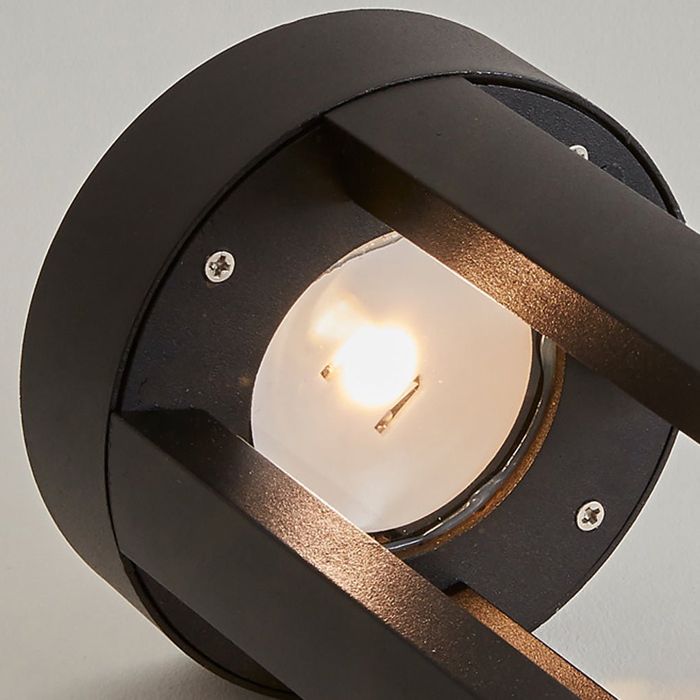 Modern Radiance Four-Emitting Black Outdoor LED Pathway Bollard Lights