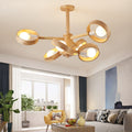 Wooden Chandeliers Nordic Style Creative LED Chandelier Made of Rubberwood