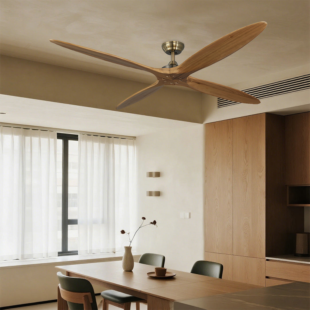 Remote Controlled Ceiling Fan Modern Style Large Wood Propeller Fan