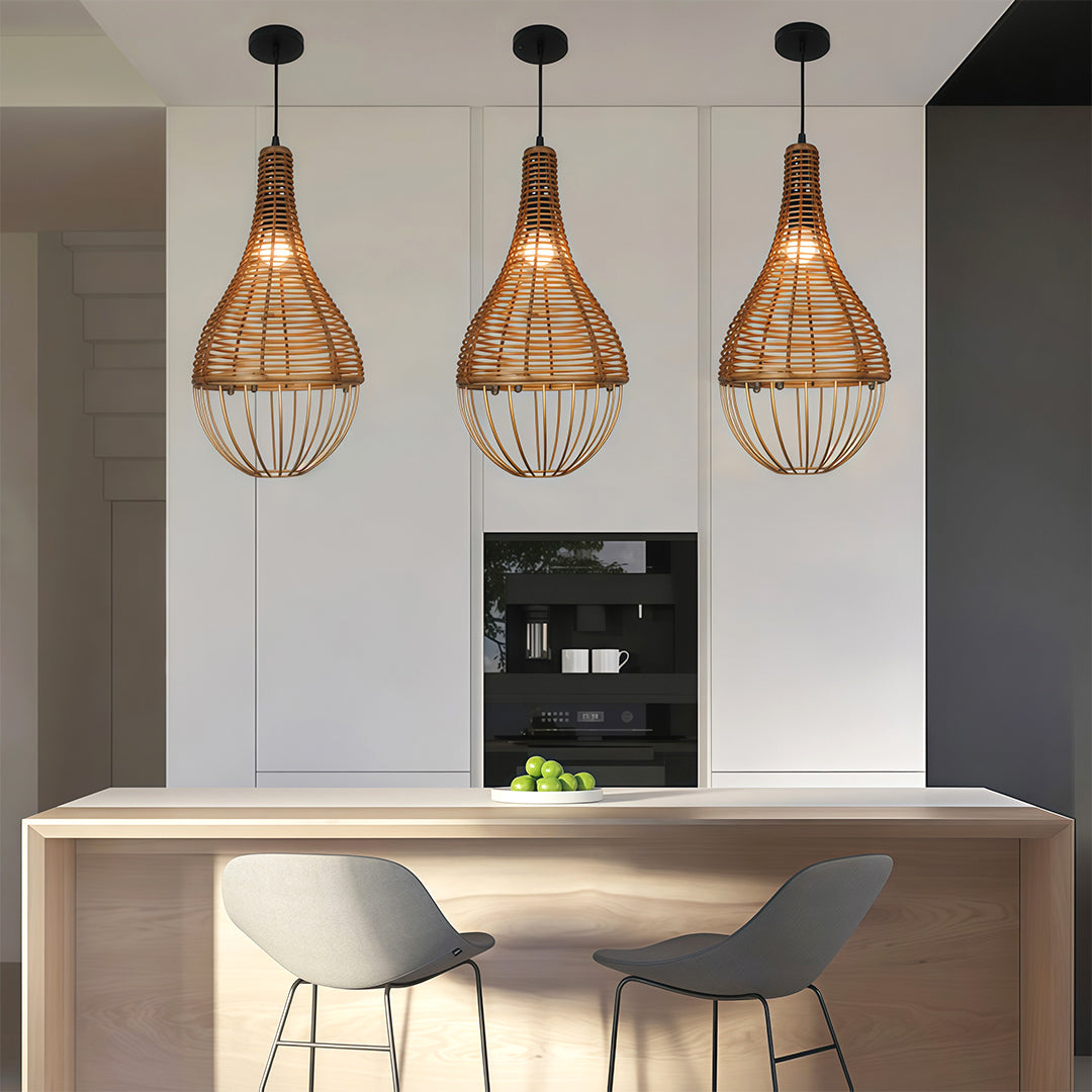 Pendant Rattan Light Shade Retro Industrial Ceiling Light