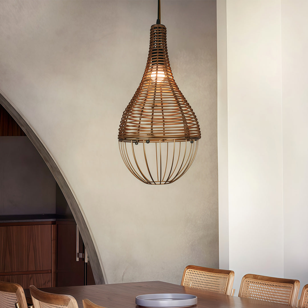 Pendant Rattan Light Shade Retro Industrial Ceiling Light