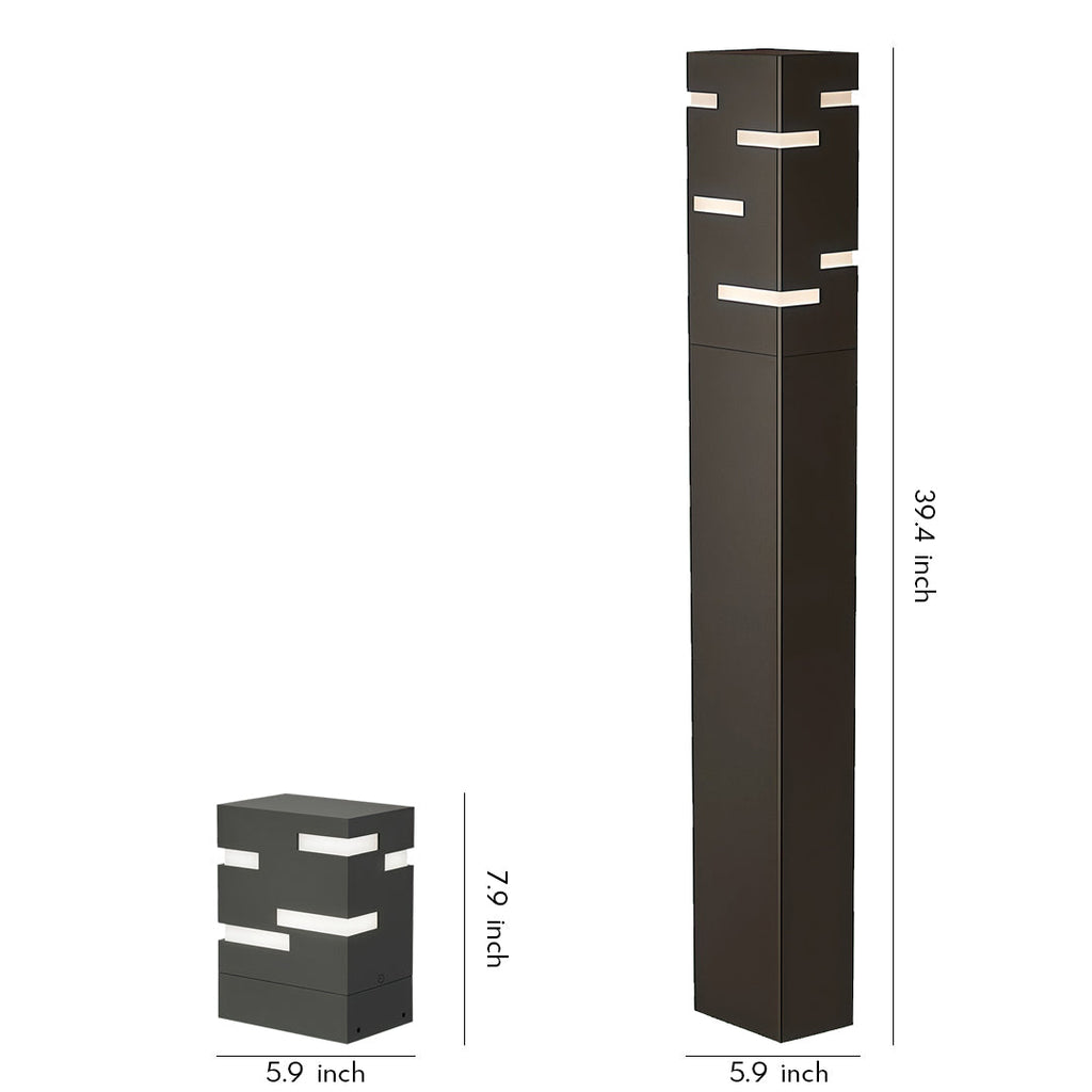 Black LED Bollard Lights Outdoor Waterproof Ambience Decor Lamp