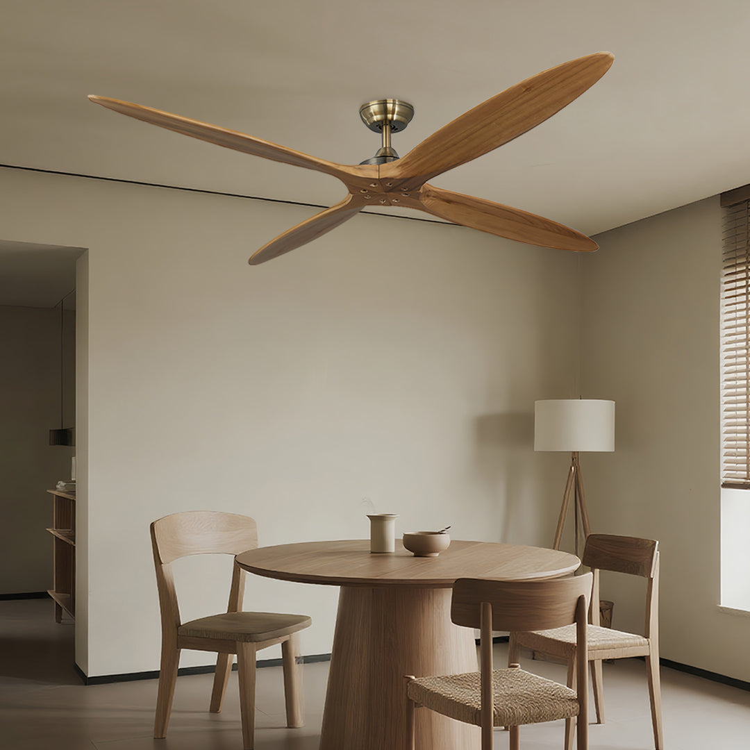 Remote Controlled Ceiling Fan Modern Style Large Wood Propeller Fan