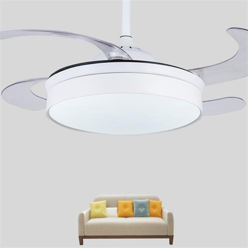 15/19-In Round Drum Shaped LED Nordic Retractable Ceiling Fan with Lights