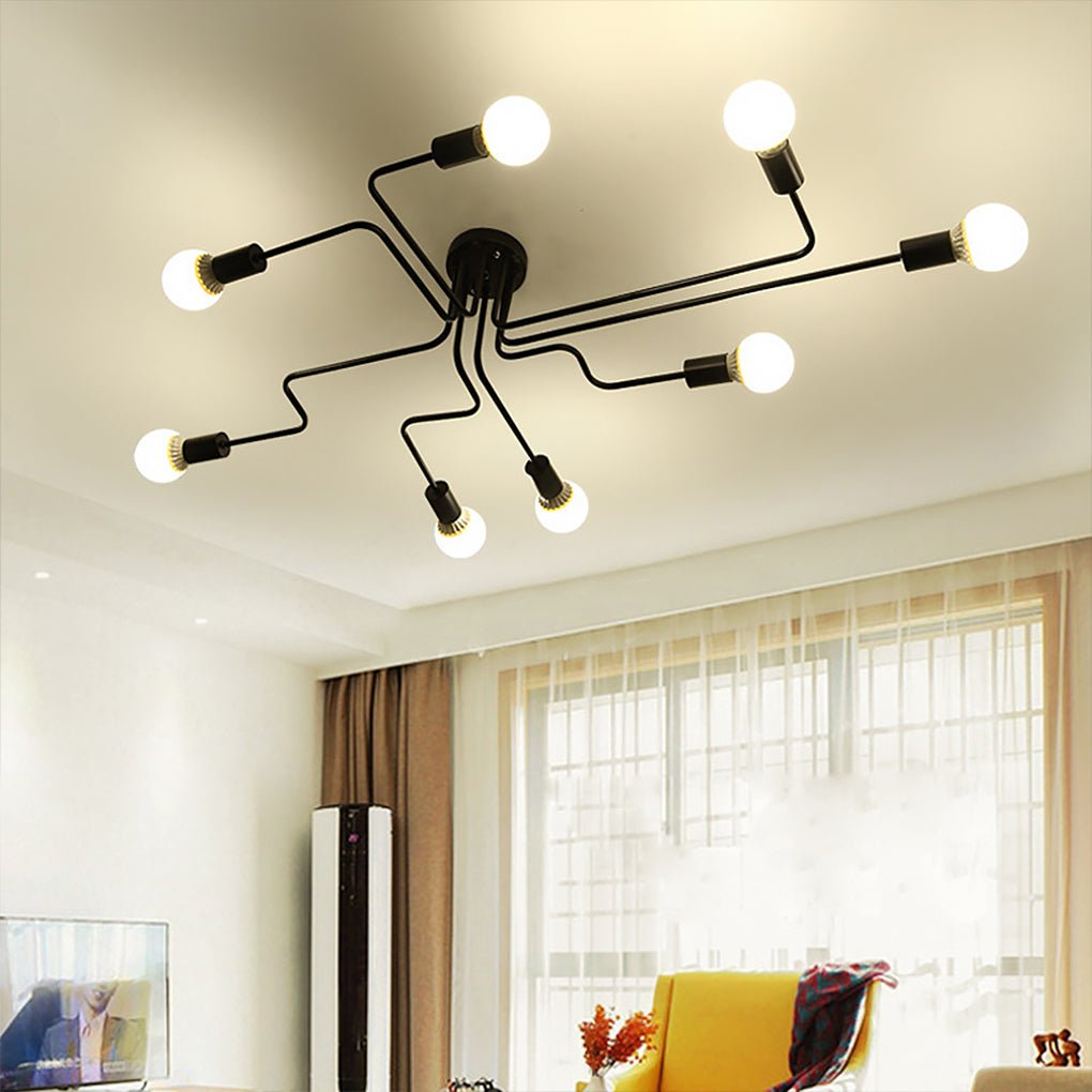 Retro Creative Industrial Style LED Three-color Light Ceiling Lamp with 8 Light Heads