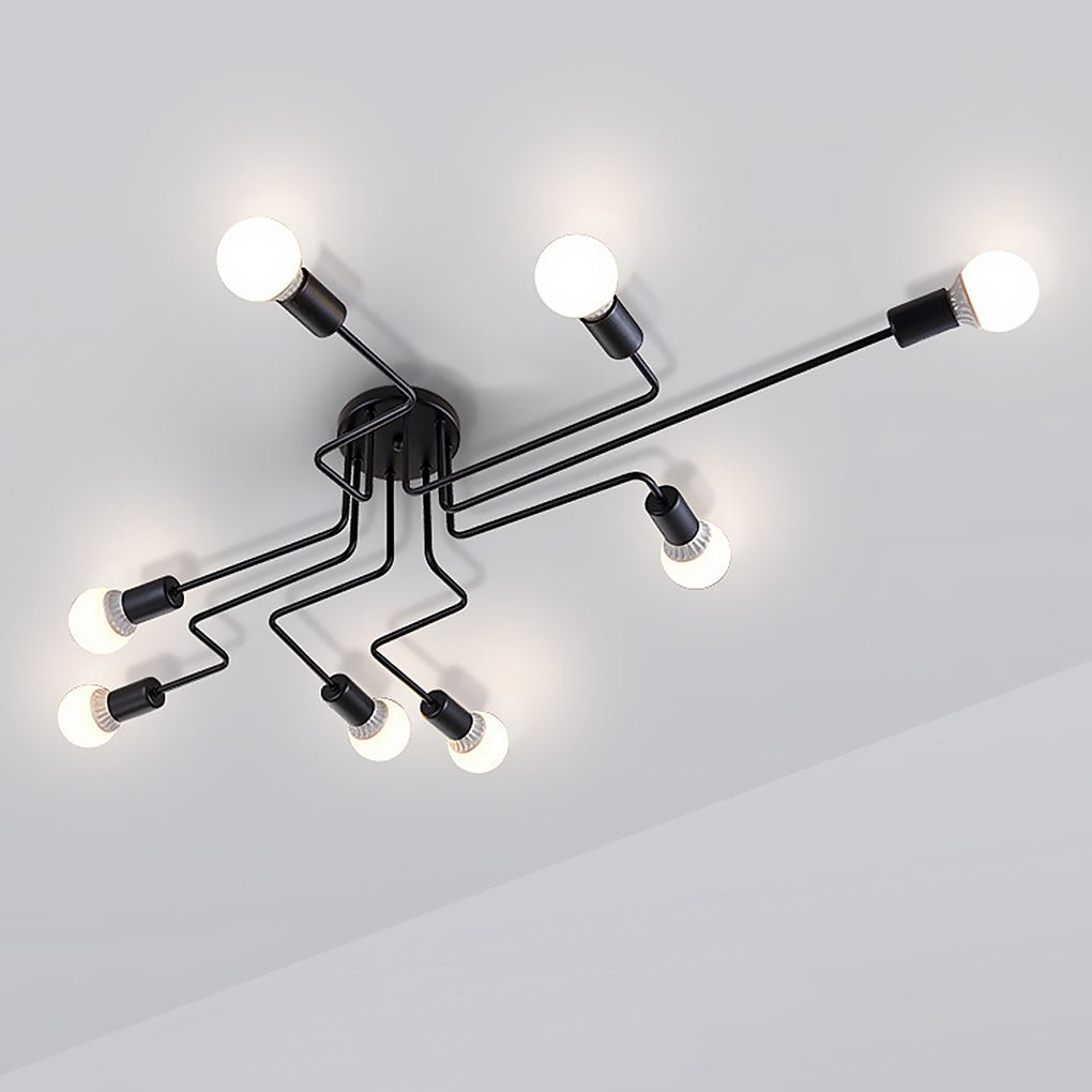 Retro Creative Industrial Style LED Three-color Light Ceiling Lamp with 8 Light Heads