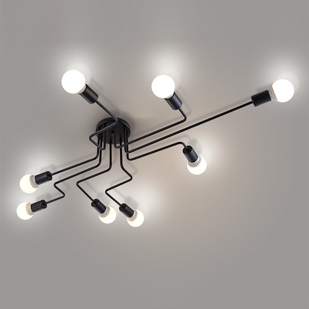 Retro Creative Industrial Style LED Three-color Light Ceiling Lamp with 8 Light Heads