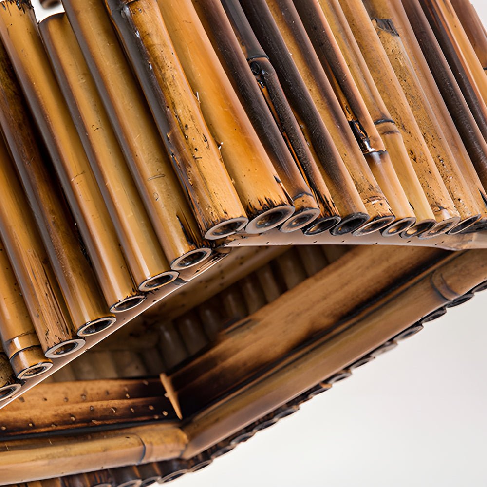 Retro Bamboo Tube Cuboid Pendant Light - 1-Light Suspension Lamp