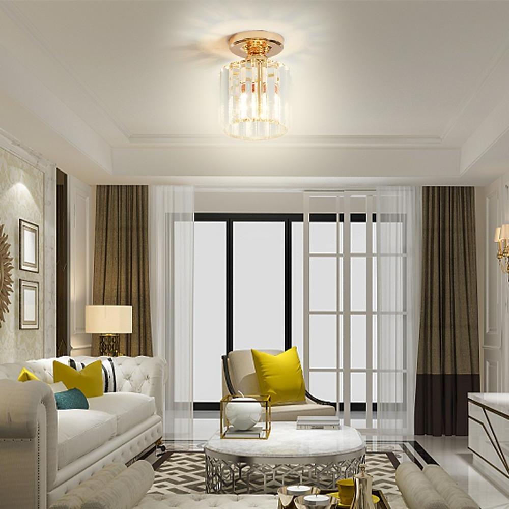 Crystal Foyer Semi Flush Mount Lighting Modern Ceiling Lights