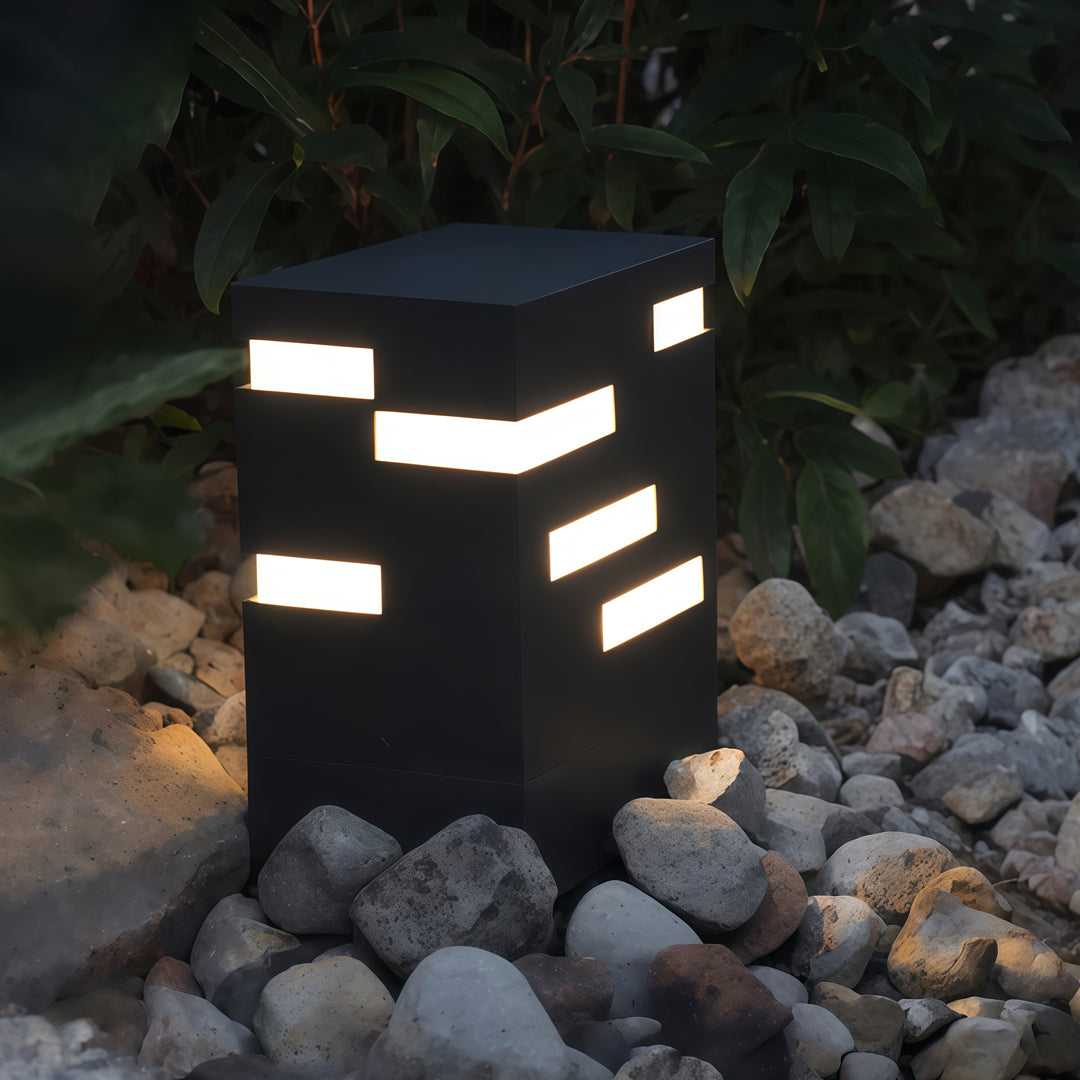 Black LED Bollard Lights Outdoor Waterproof Ambience Decor Lamp