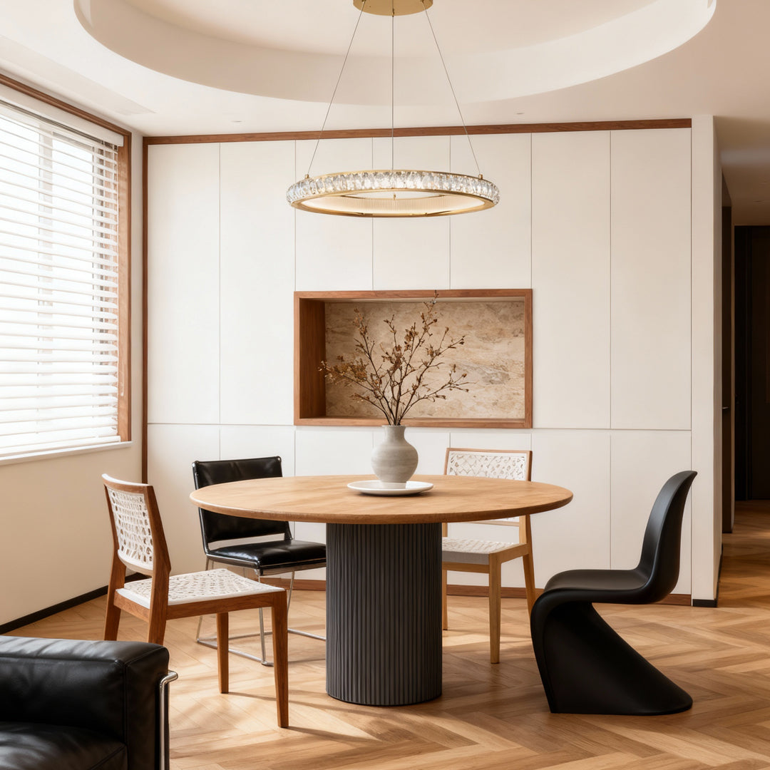 Round Gold Crystal Chandelier Italian LED Ceiling Light