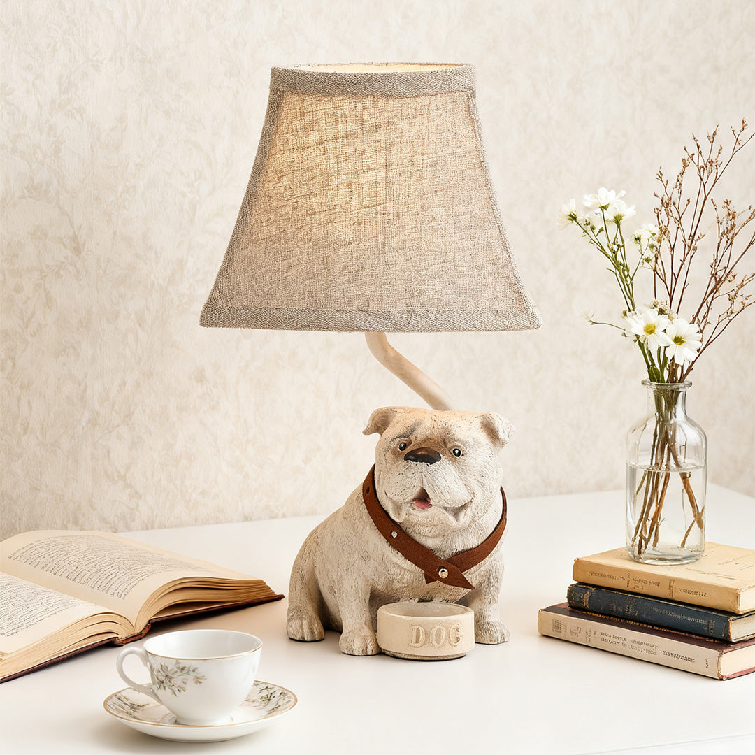 Dog Table Lamps Mid-Century Decorative Elegant White Resin Light