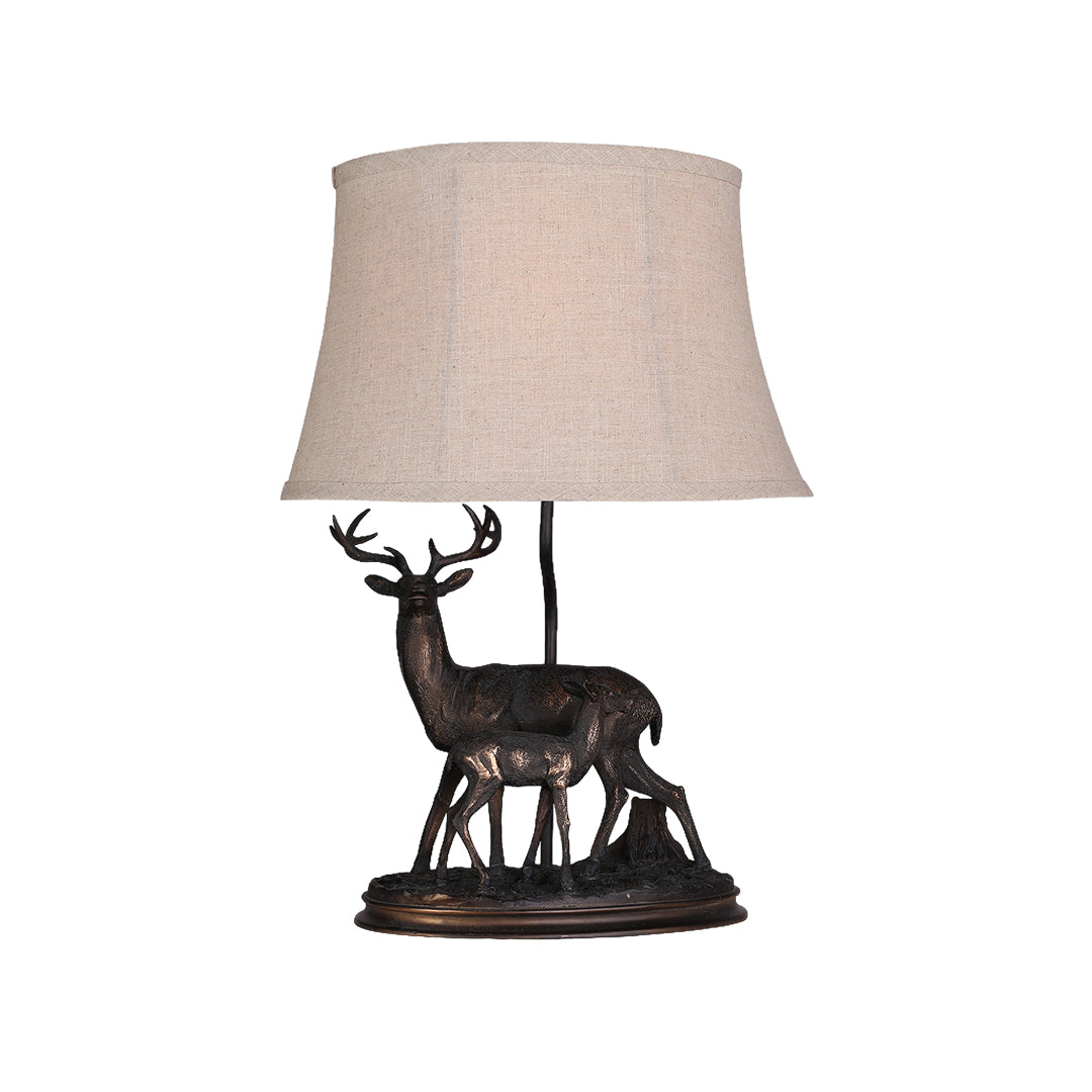 Deer Table Lamp Sculpted Mother and Fawn Decorative Light