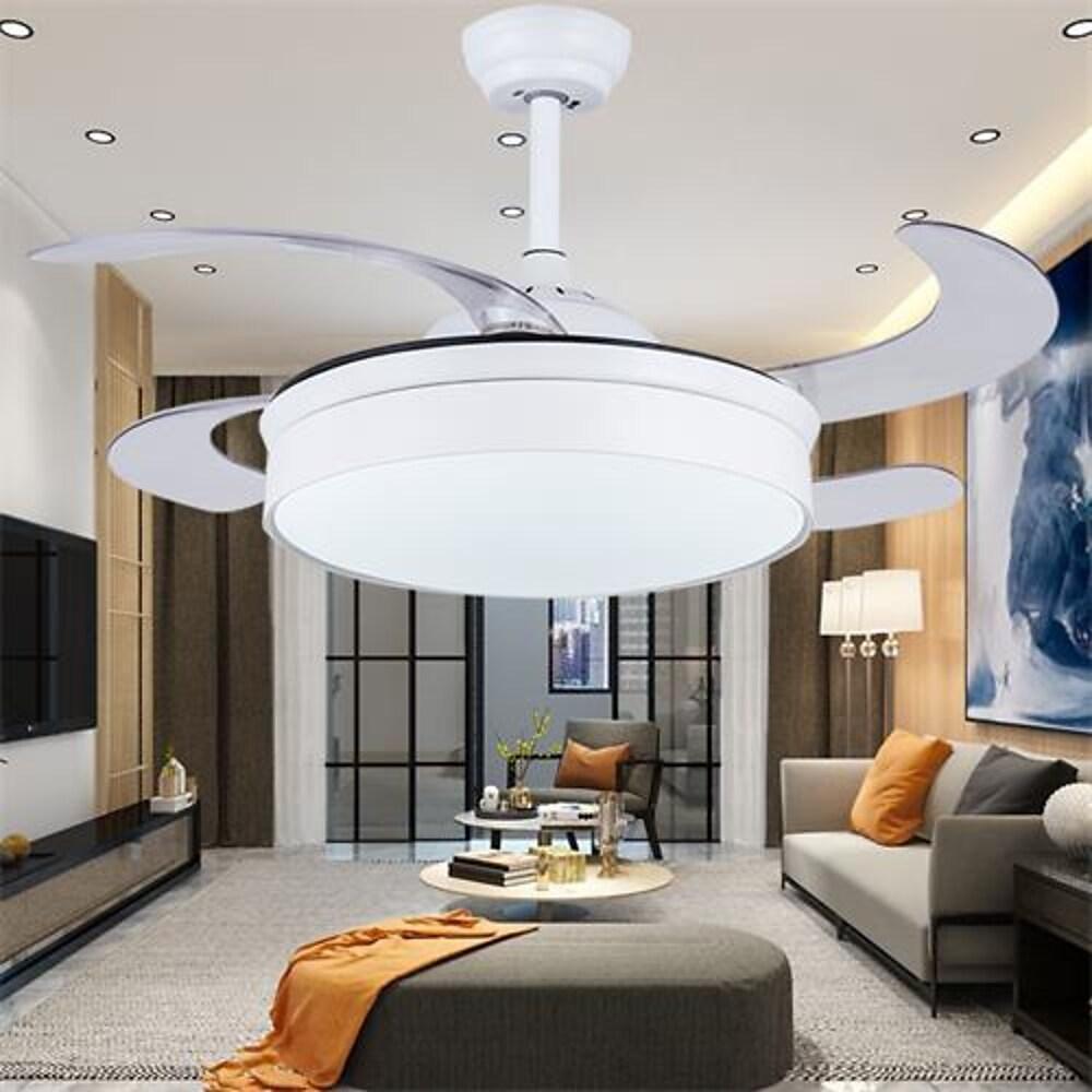 15/19-In Round Drum Shaped LED Nordic Retractable Ceiling Fan with Lights