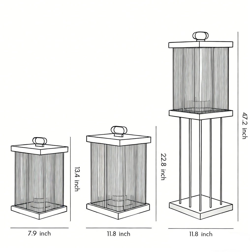 Solar Lanterns for Garden Square Ripple Waterproof Black Light