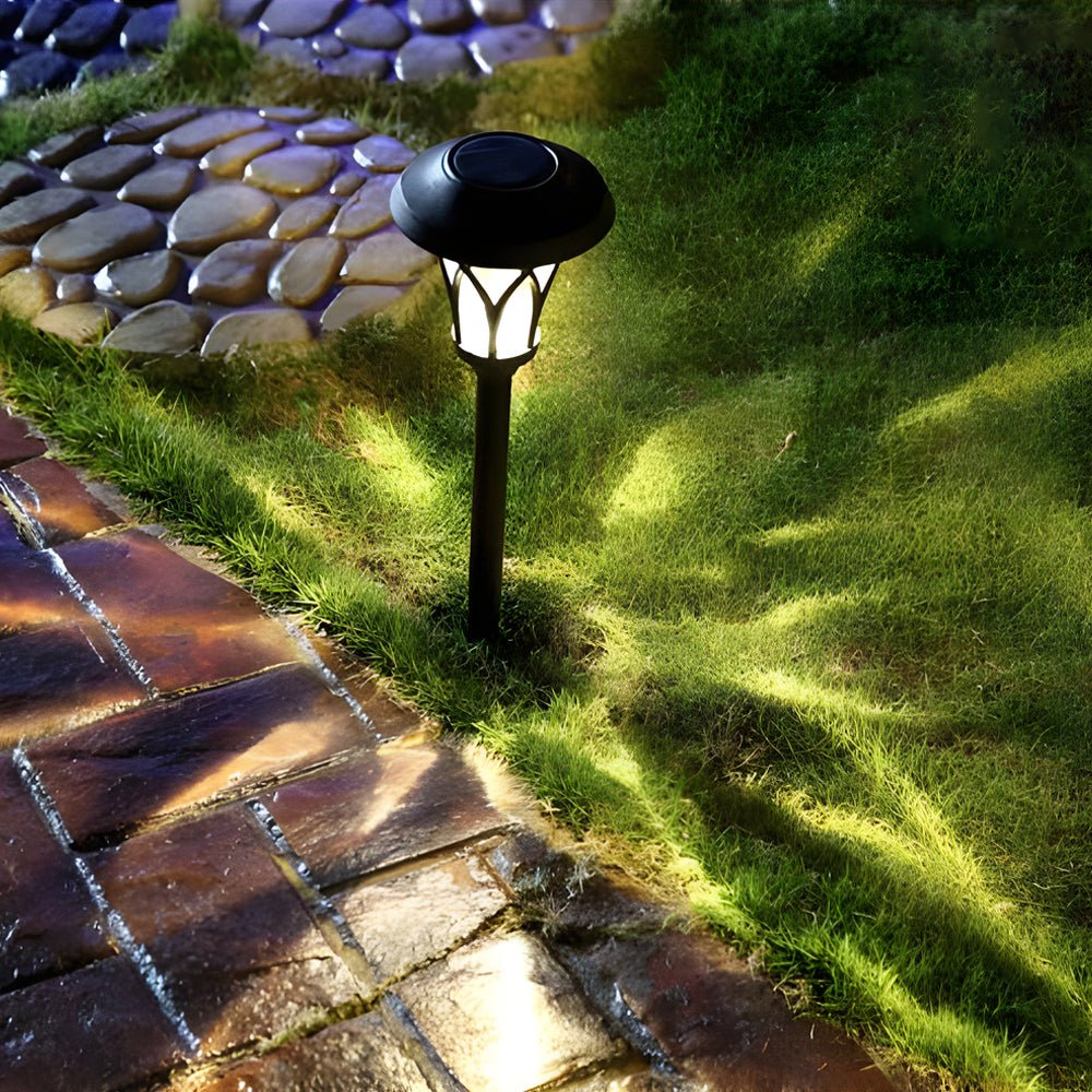 Solar Glass & Metal Stake Lawn Lights LED Retro Modern Waterproof Lighting