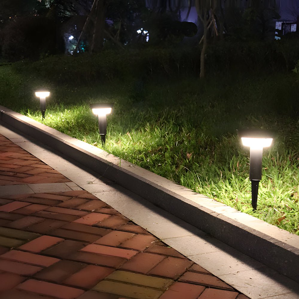 Solar Powered Garden Path Lights Black Cylindrical Light