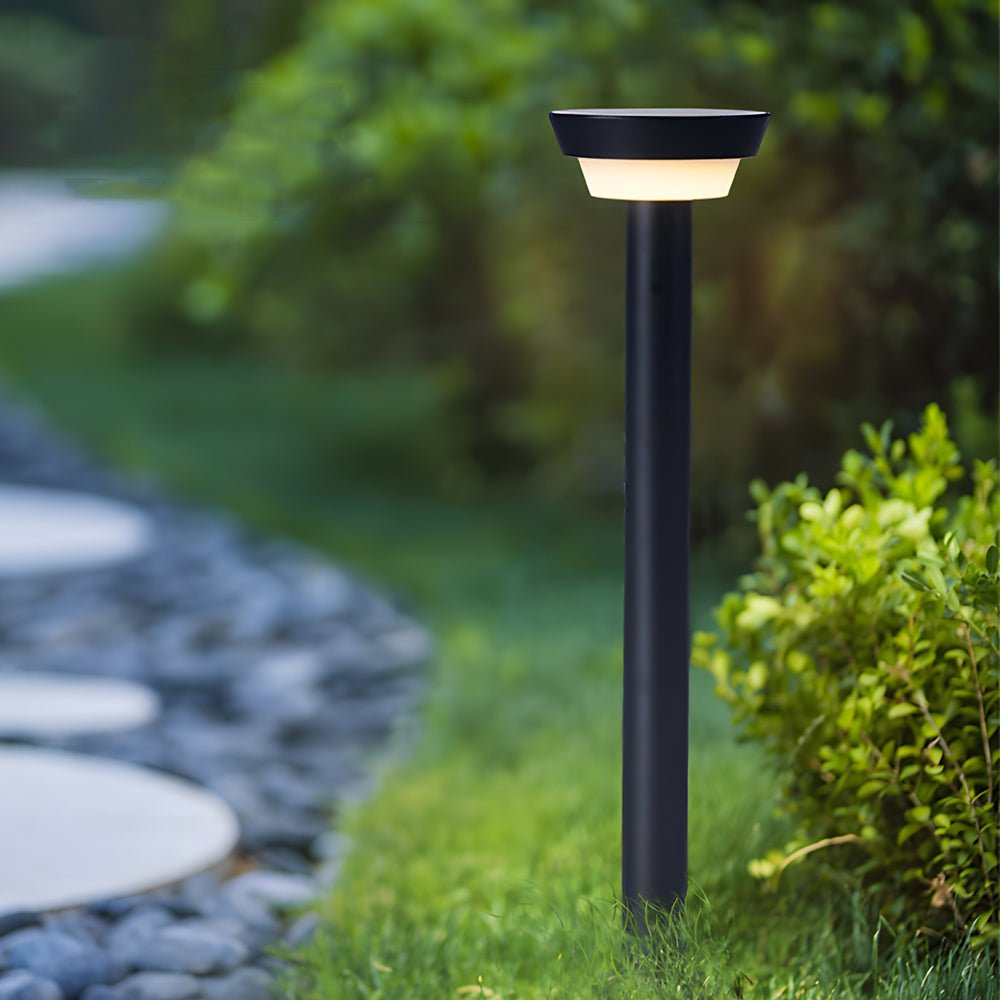 Solar Powered Garden Path Lights Black Cylindrical Light